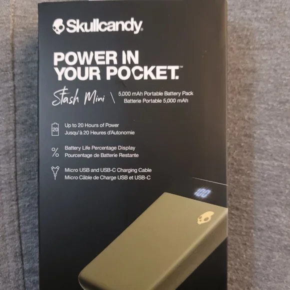 5000mAh Skullcandy stash mini power bank usb to usb b and c. - Picture 5 of 9